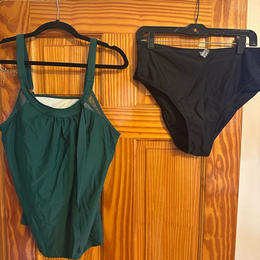 Green and Black Swimsuit Set